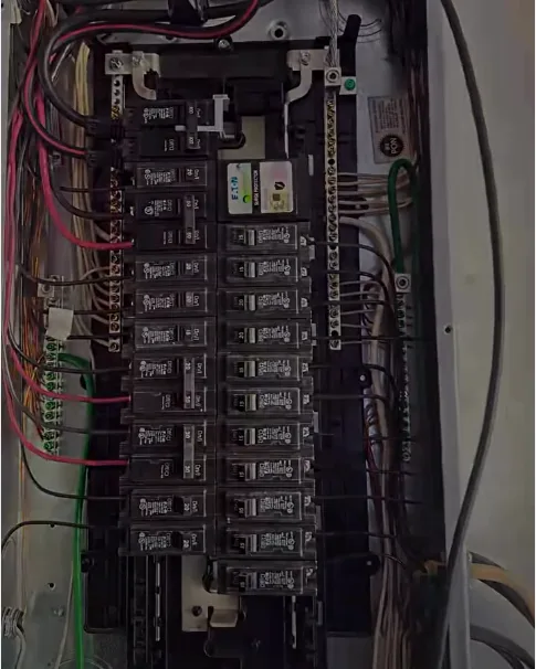 Main electrical panel with new breakers